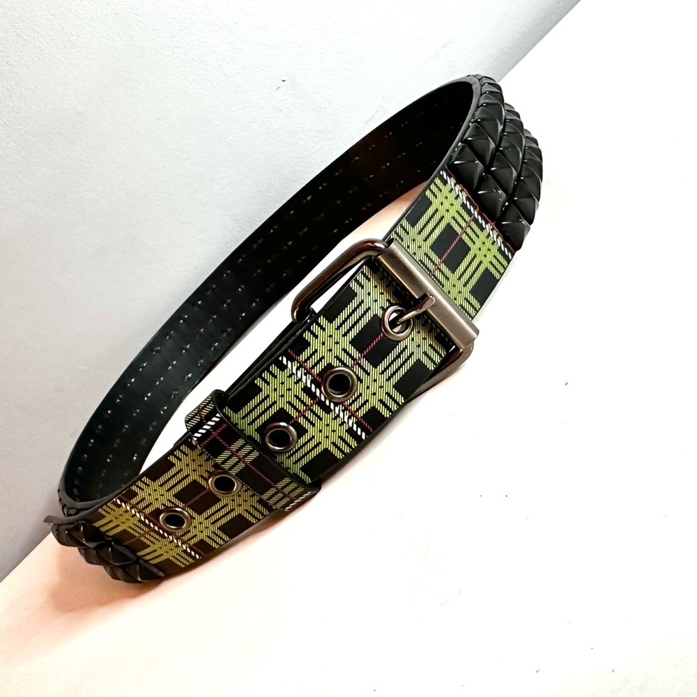 HOT TOPIC - Y2K Emo Green/Black Studded Bonded Leather Belt, Size 32